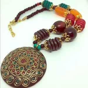 Bohemian Beaded Pendant Necklace